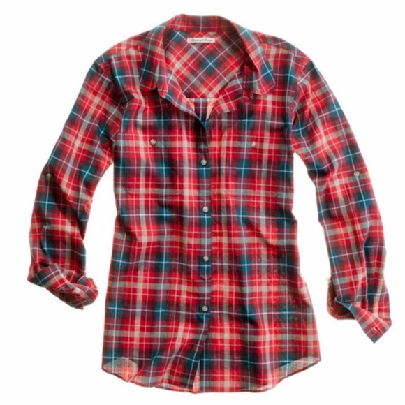 Madewell Red Plaid Hollyberry Button Down Shirt - Picture 1 of 6